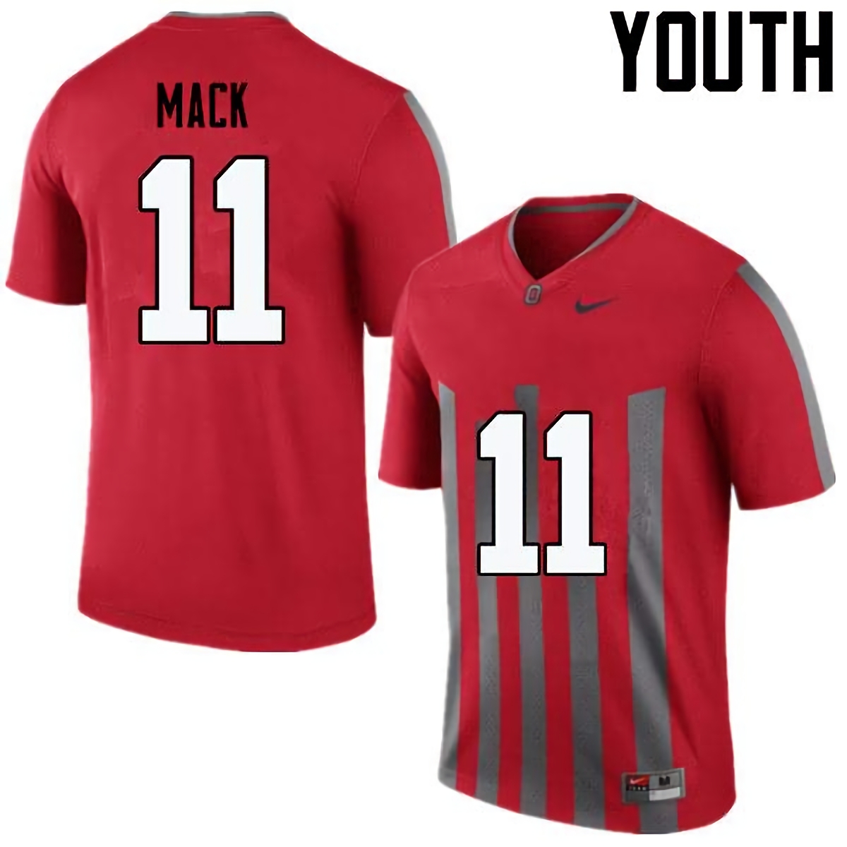 Austin Mack Ohio State Buckeyes Youth NCAA #11 Nike Throwback Red College Stitched Football Jersey SZG3656CM